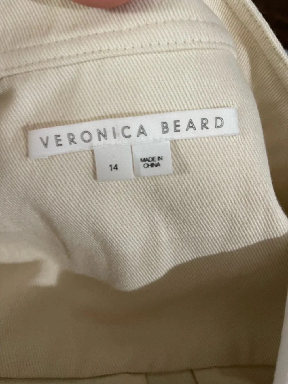 Veronica Beard Cream Crochet-Sleeve Jean Jacket - Picture 7 of 9